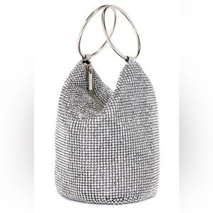 Olga Berg Ellie Crystal Mesh Ring Handle Bag